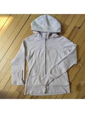 Lululemon Scuba Full Zip Hoodie Size 8 Blush Pink Thumbholes Fleece Lined